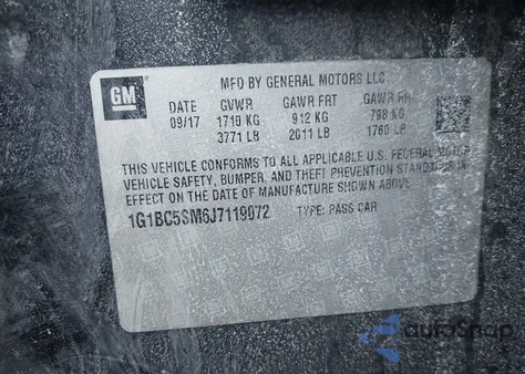 2018 Chevrolet Cruze Ls Auto z USA, uszkodzony, nr VIN 1G1BC5SM6J7119072